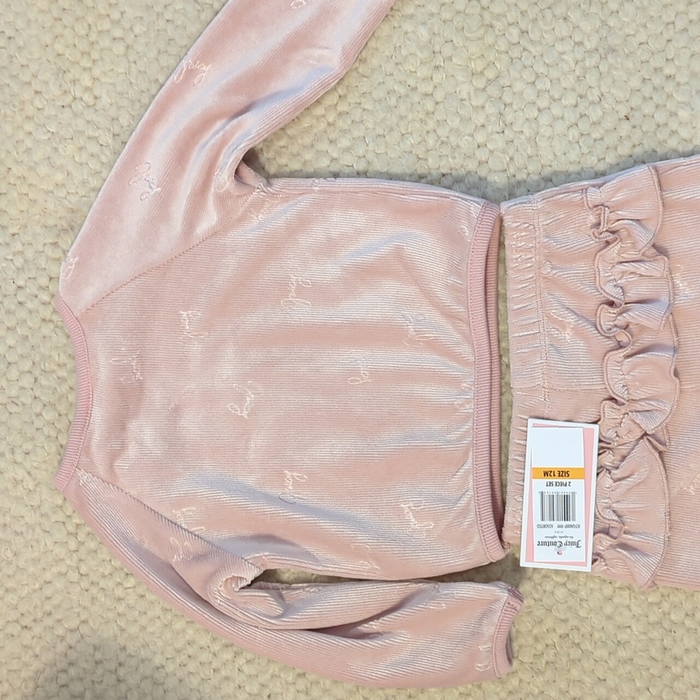 NWT Pink Juicy Couture Baby Girl Logo Velour 2-Piece Jogger Set, 12 Months - Picture 9 of 15